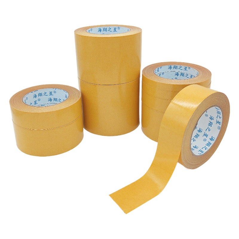 Adhesivo de doble cara transparente de malla de papel de cúrcuma al por mayor, fuerte, de alta viscosidad, sin residuos, adhesivo de doble cara de alta viscosidad a base de tela amarilla