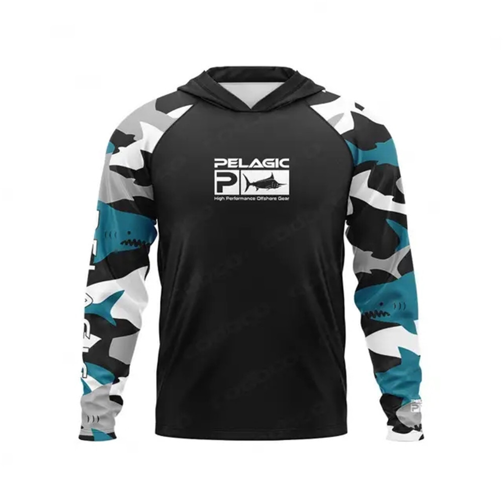 Cross-Border Pelagic Hooded Fishing Clothing Outdoor Summer Long-Sleeved Sun Protection T-Shirt Quick-Drying Breathable Luya Fishing Clothing