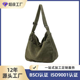 欧洲复古油蜡帆布工厂定制手提袋定制oem大容量单肩包factory bag