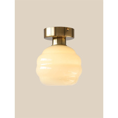 Nordic vintage mid-century balcony corridor passage light creative round glass entryway retro French ceiling light
