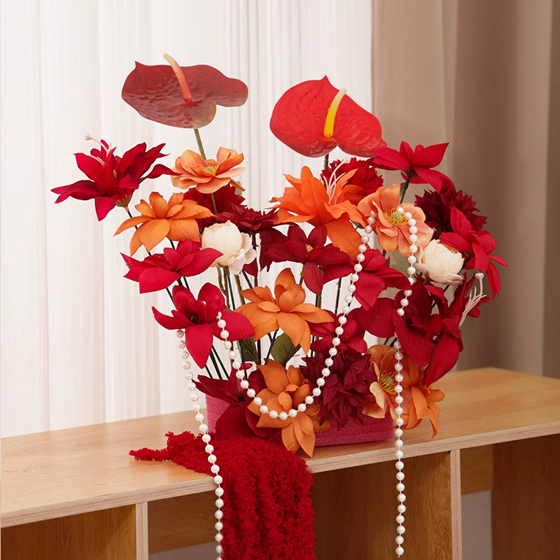 Свадебный цветочный букет из ротанга в гостиной