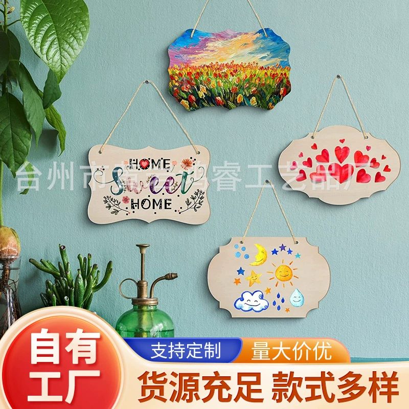 Деревянный пустой рукописный кулон дверная табличка для домашних животных украшение для рождественской вечеринки DIY живопись висит деревянная тарелка ремесла