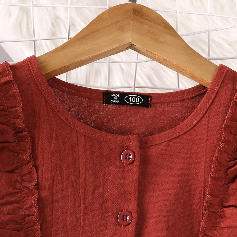 Vêtements pour enfants, nouvelle version coréenne, avec bord d'oreille en bois, robe de princesse à manches longues pour filles, printemps 2024_voghion.com