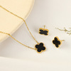 Fashionable quality necklace, chain, design set stainless steel, four-leaf clover, 750 sample gold