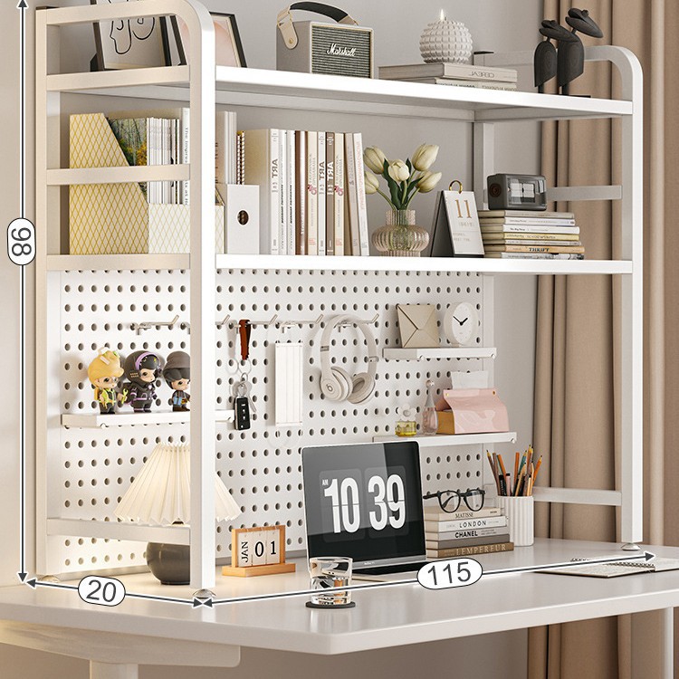 Agujero de escritorio tablero de hierro estantería escritorio rack de almacenamiento dormitorio estante de almacenamiento en capas escritorio hogar organizador rack