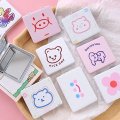 かわいいスタイルの携帯用両面折りたたみ小型ミラー、高級感のある漫画風クマさんメイクアップミラーDIY