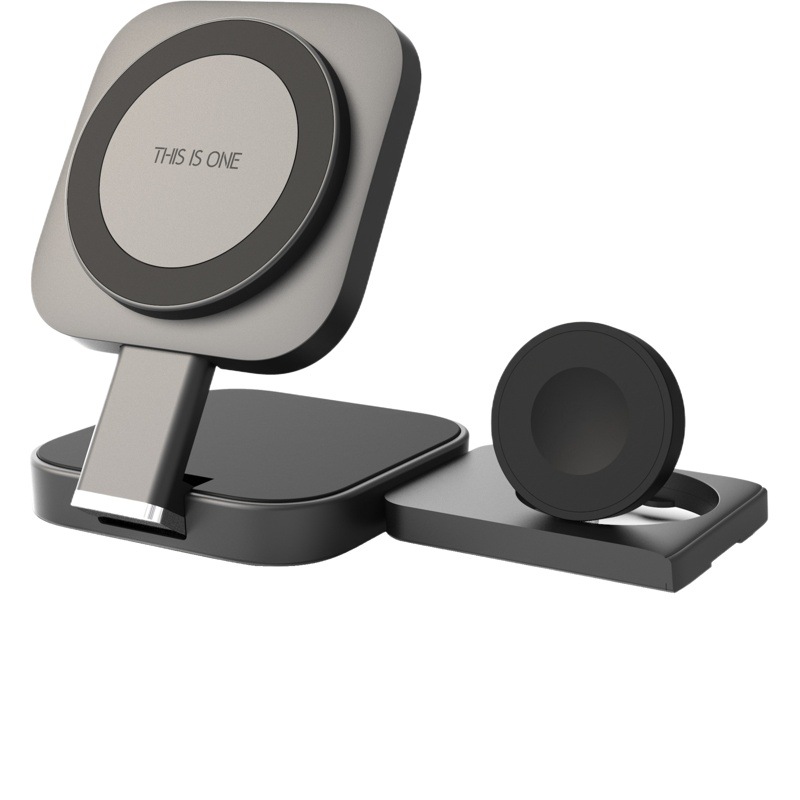 Cargador inalámbrico tres en uno de escritorio, succión magnética adecuada para reloj con soporte de carga inalámbrico portátil tres en uno de Apple