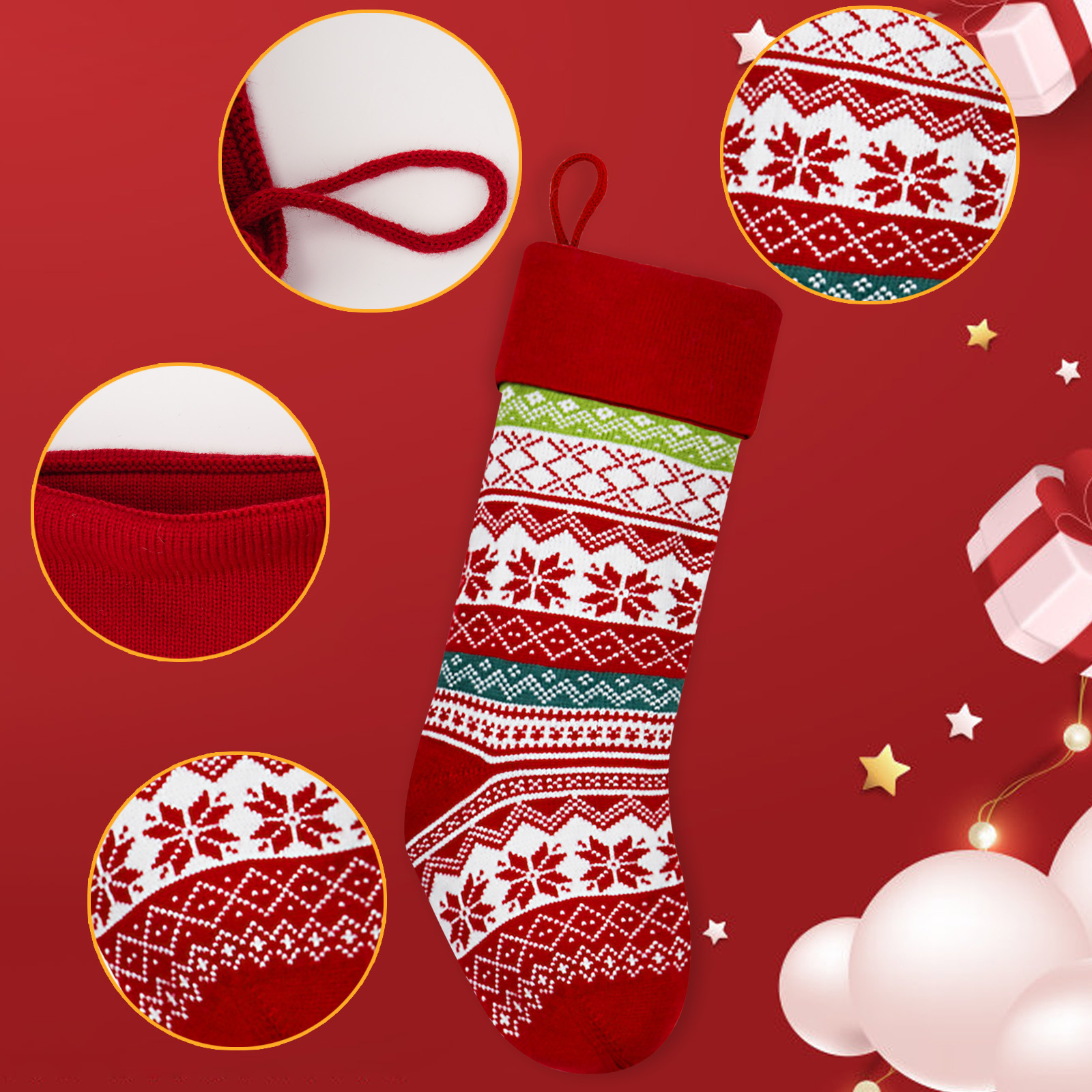 Transfronterizo nuevos calcetines de Navidad dulces de punto bolsa de lana bolsa de regalo escena diseño vacaciones Navidad calcetines decorativos