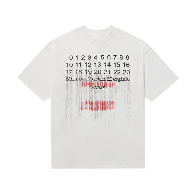Maison Margiela 24SS коллекция MM6 цифровой узор круглый вырез мужской и женский модный бренд укороченный рукав футболка серия