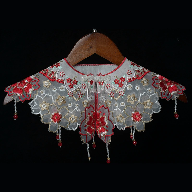 Hanfu Cloud Shoulder, новый китайский стиль, искусственный воротник, выпускной академический костюм с облачными плечами, шаль Hanfu, студенческий цветочный воротник.