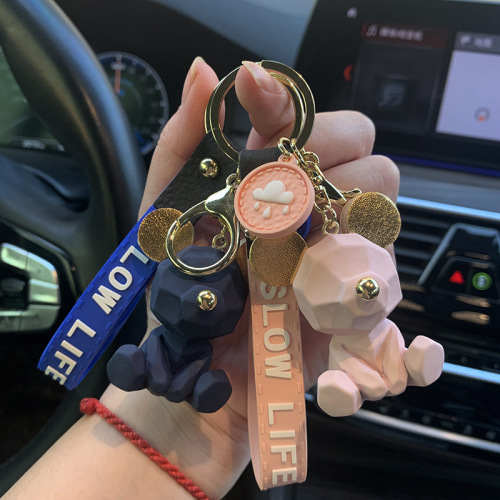 Creative Resin Car Keychain, Side View Big-Eared Bear Key Holder, Couple's Backpack Hook Decor, Festival Gift, Wholesale