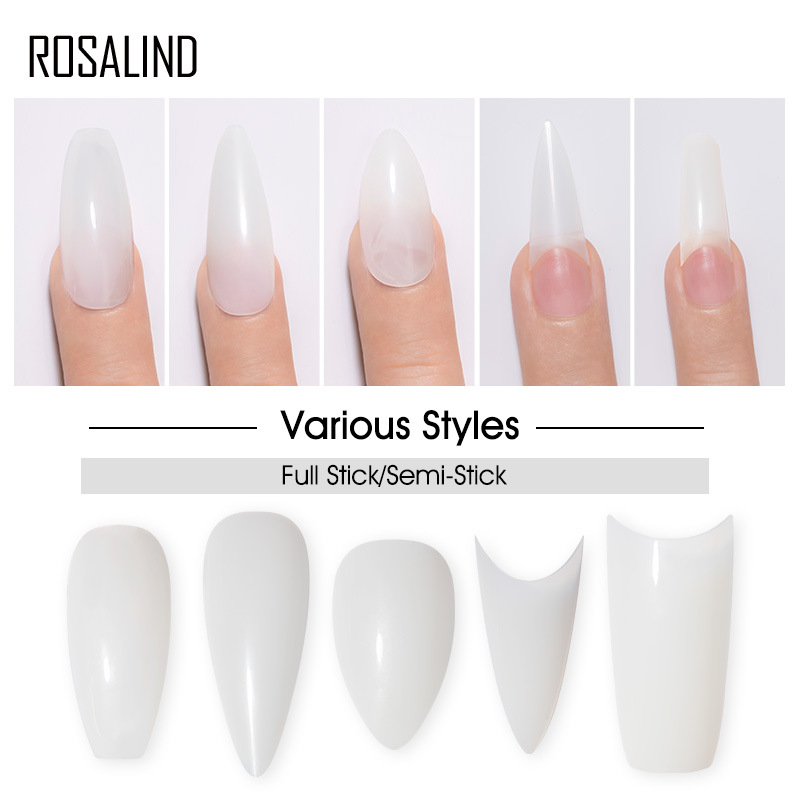 rosalind新款美甲甲片10pcs袋装 5种甲型透明肉色白色穿戴甲贴片
