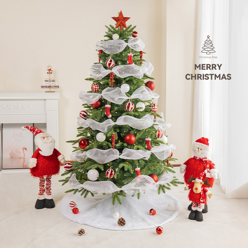 Árbol de Navidad de PE, nuevo modelo, con hojas de dos tonos, paquete de lujo de 1,8 metros, árbol de PE con decoraciones navideñas grandes y densas.