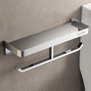Tissue box bathroom roll paper holder no punching 304 stainless steel mobile phone storage rack toilet paper towel holder hotel 4