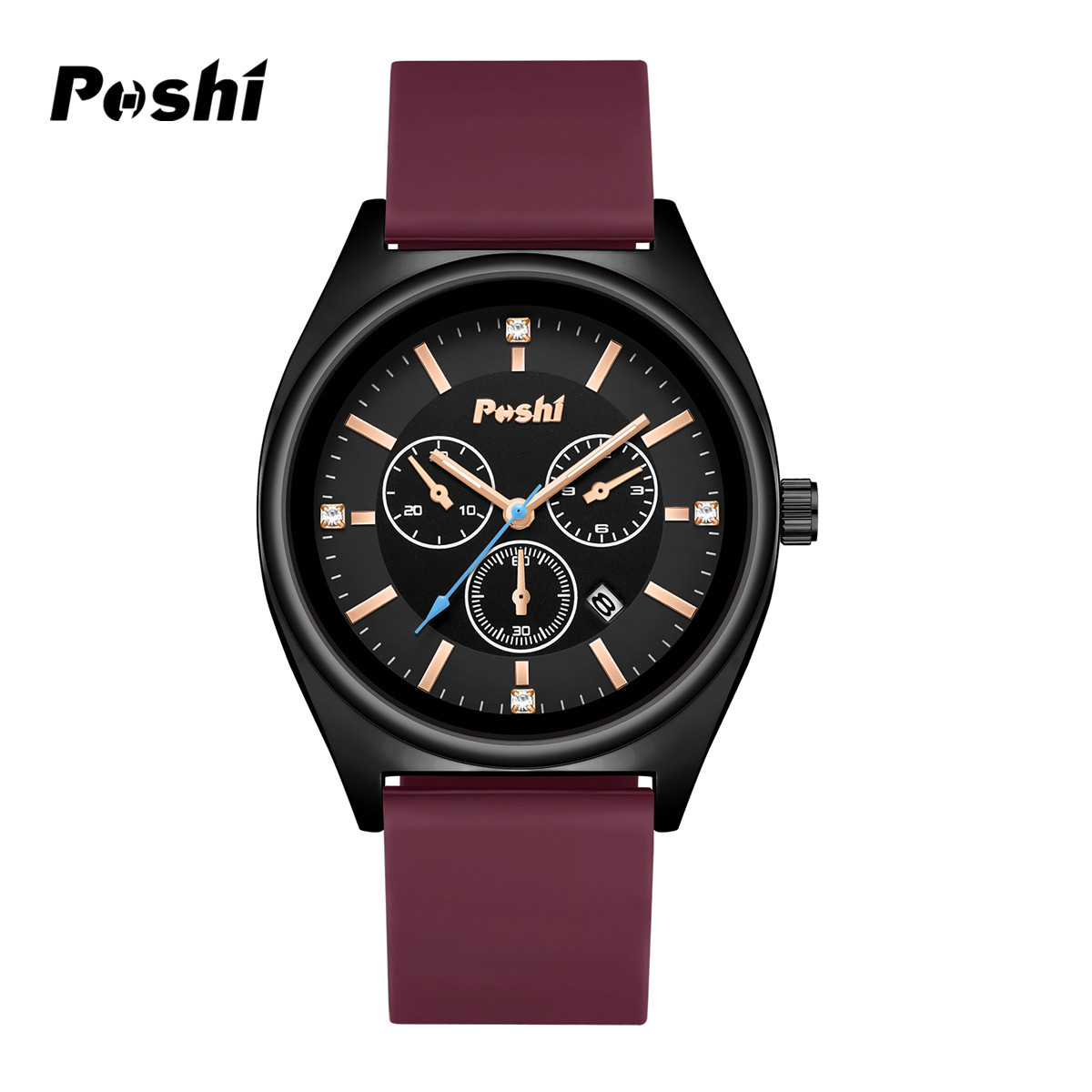 Reloj POSHI para mujer, transmisión en vivo transfronteriza, moda WATCH, calendario de cinta de silicona impermeable, reloj de cuarzo