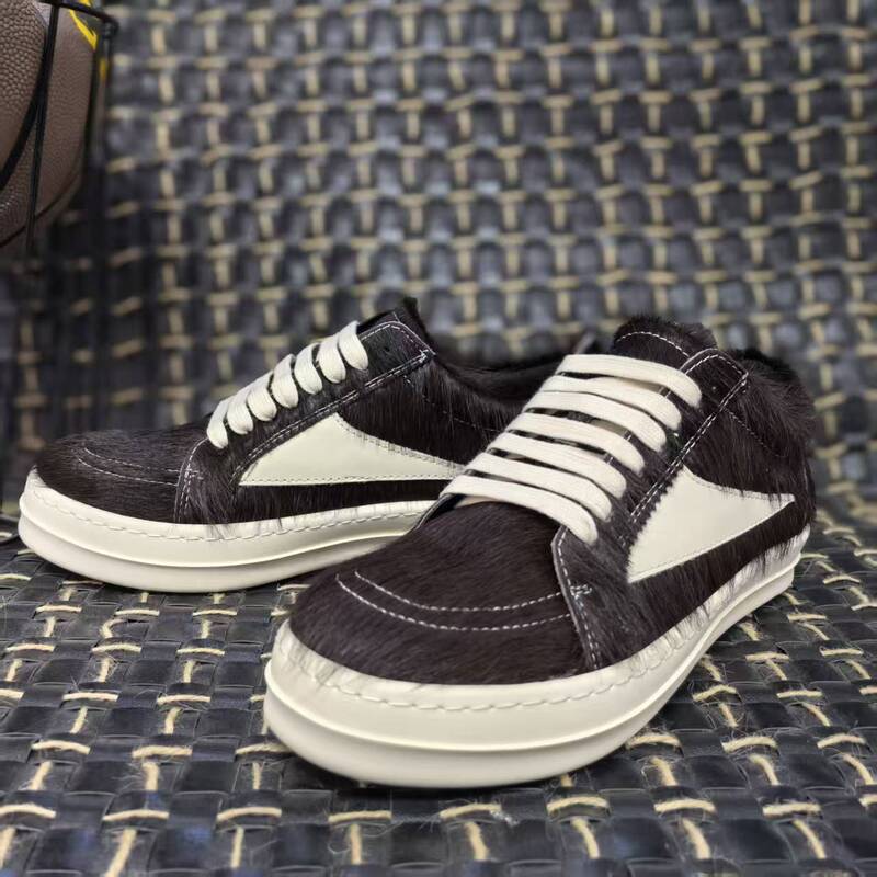 Ro2025 New Small Triangle Replica Retro Lace-Up Low-Top Unisex Couple Casual Shoes Horsehair Sneakers