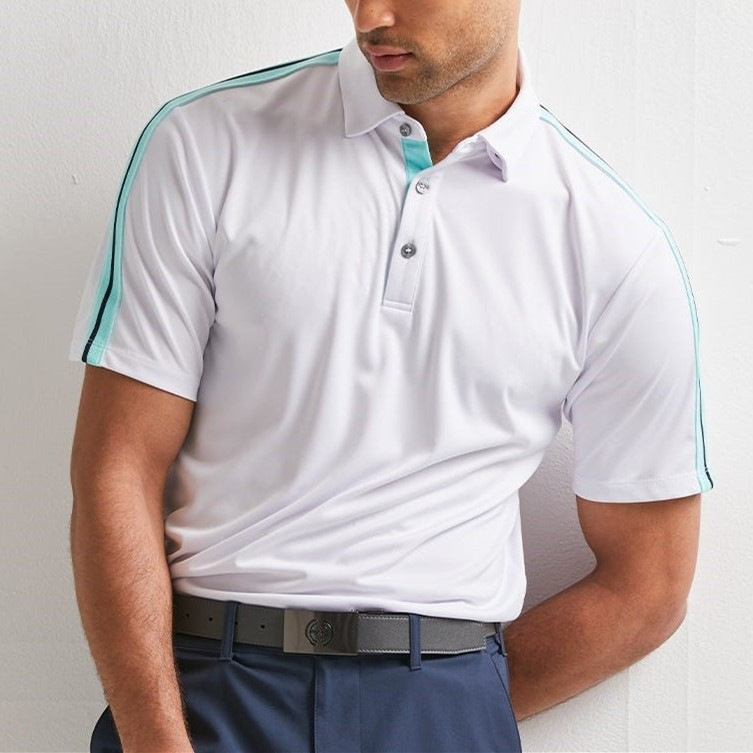 Customized European and American Classy New Golf Clothing Men's Contrasting Color Stitching Lapel Quick-Drying Polo Shirt Large Size Short-Sleeved Men's Clothing