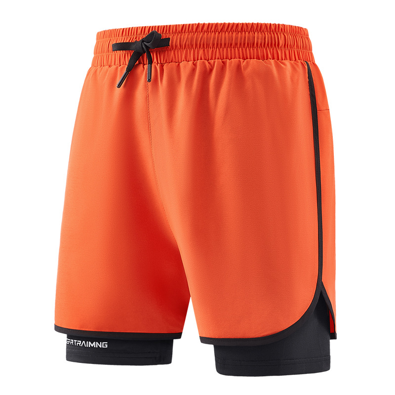 Pantalones cortos deportivos de secado rápido para hombres de verano pista y campo maratón correr pantalones de acondicionamiento físico falsos dos pantalones de entrenamiento de luz