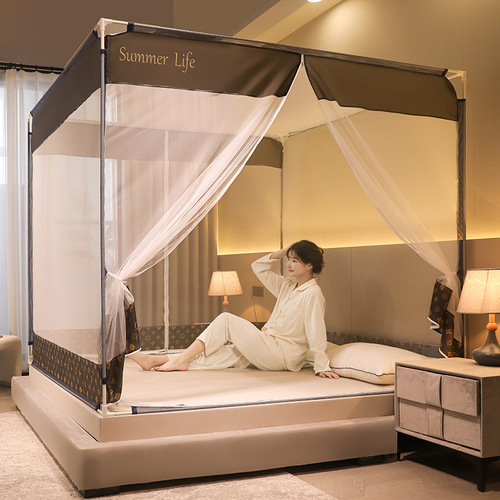  New High-End Patterned Children's Drop-Resistant Mosquito Net, Home Use, Installation-Free, Three-Door Design, Thickened Mongolian Yurt-Style Baby Bed Shelter
