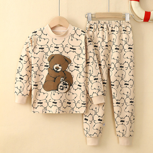 Children's underwear set, pure cotton, girls' home clothes, boys, teenagers, medium and large children's warm autumn clothes and long trousers children's clothing