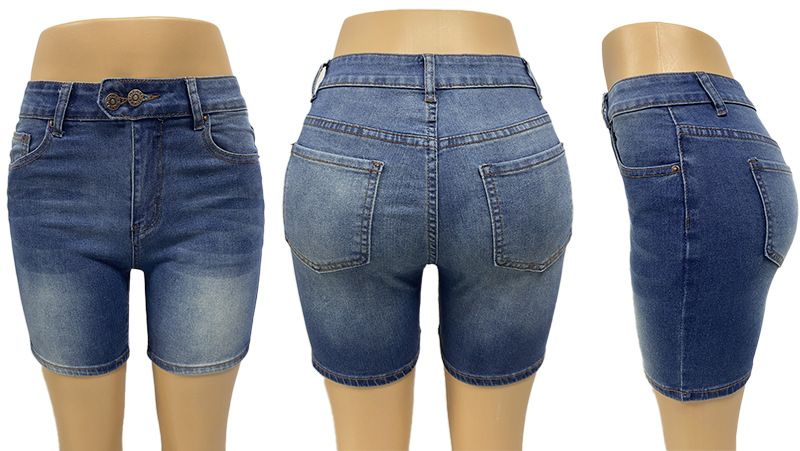 220g Weight Women's Daily Street Retro Classic Style Solid Color Shorts Jeans