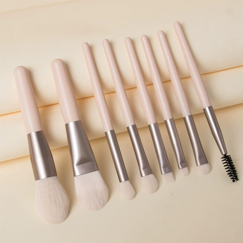 Makeup Brush Set, 8-Piece Handheld Brushes for Foundation Powder Eyeshadow, Compact Pouch