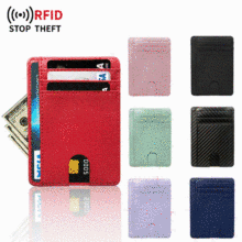 现货跨境多卡位便携pu皮革信用卡包卡套多色可定LOGO防磁RFID卡套