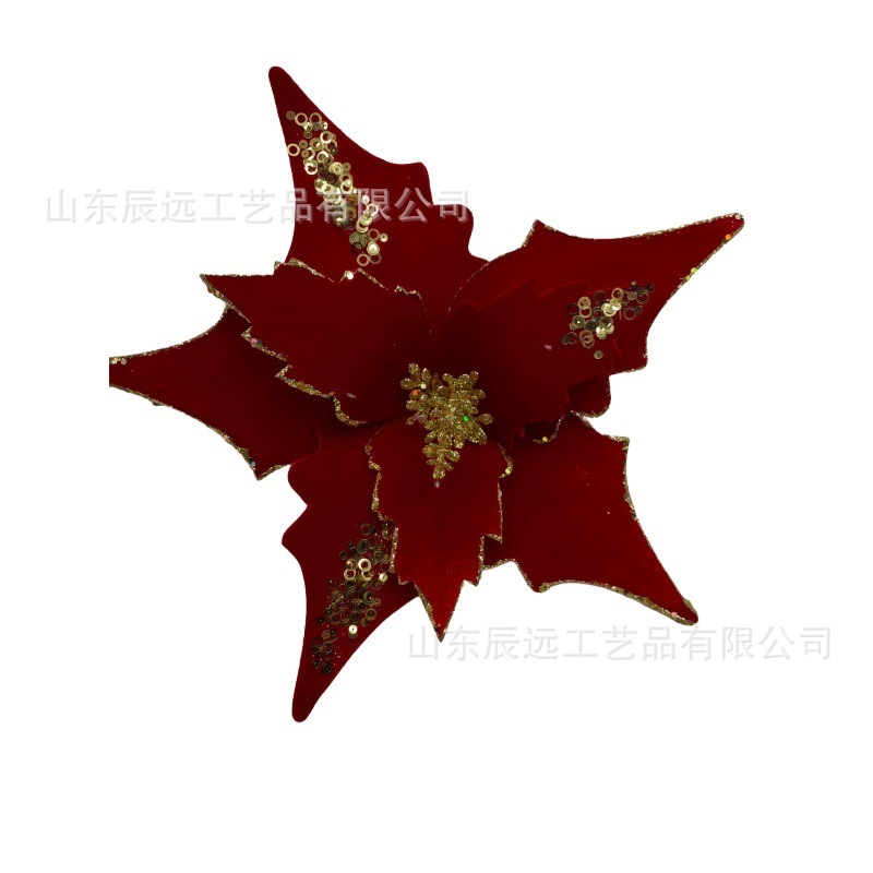 批发圣诞节仿真花圣诞花卉绒布亮片闪光浆果茎圣诞节装饰品家居花|undefined