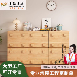 All Solid Wood Tv Cabinet Module Combination Living Room Small Apartment Storage Locker Integrated Black Medieval High Card Door Cabinet