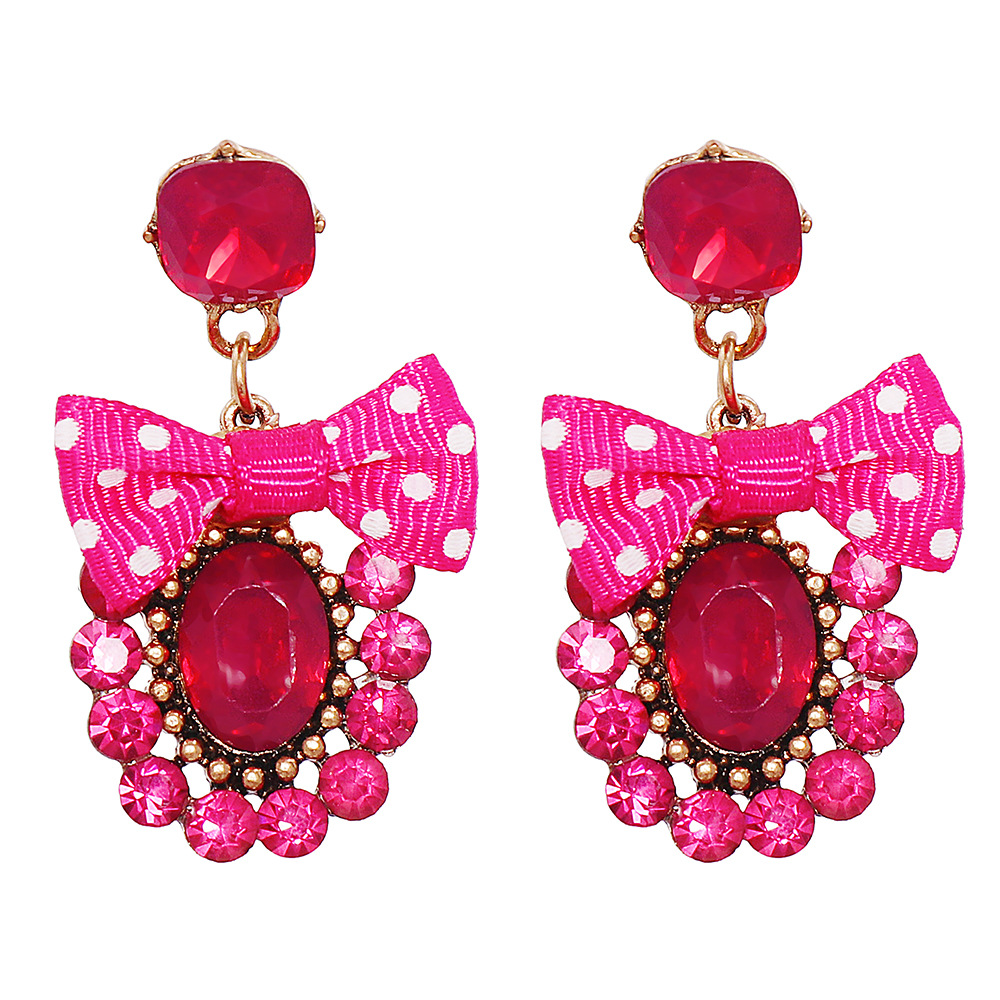 Neue Schleife Perlenohrringe Rosa Welle Punkt Ohrringe Schmuck display picture 7