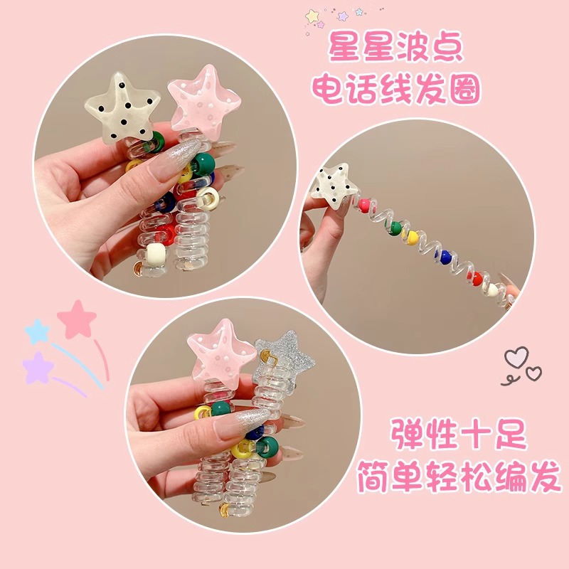 El cable telefónico de cinco puntas de estrella de alta burbuja trenzada de cabello de cola de caballo cuerda de cabello trenzada de correa de correa dulce punto de onda tocado