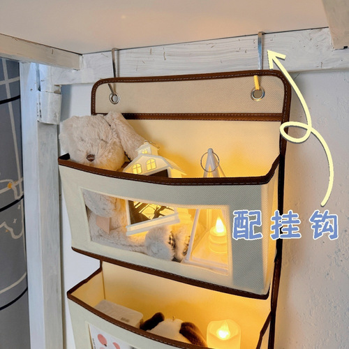 Bedroom bed hook type hanging storage bag dormitory magic lower bed headboard without drilling bed side shelf