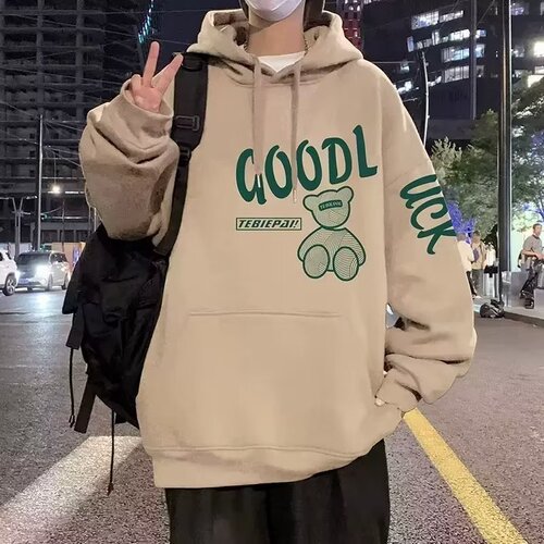 2024 Men's Autumn/Winter New Arrival Hooded Sweatshirt, Trendy Brand American-Style Fleece-Lined Couple's Jacket, Loose-Fit Top