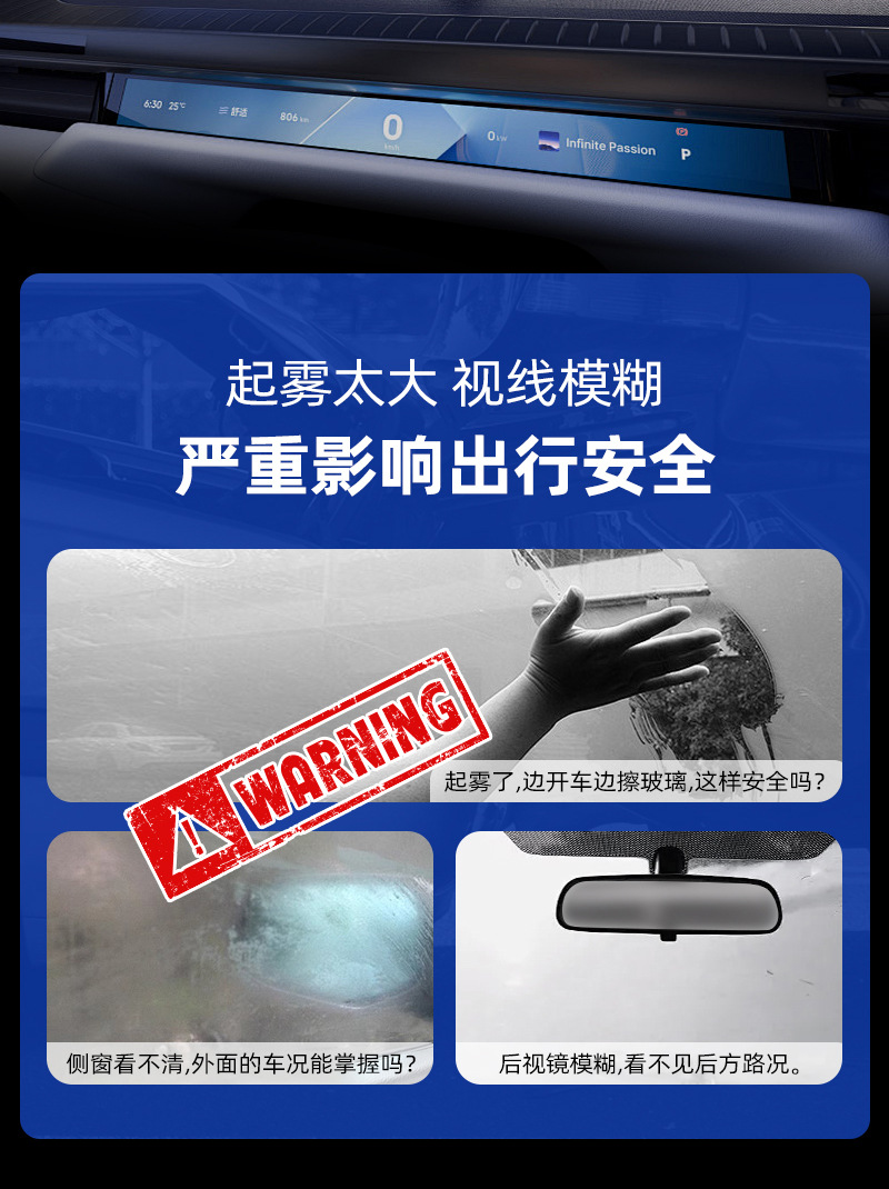 Anti-Fog and Anti-Rain Agent for Car Glass, Car Windows, Rearview Mirrors, Swimming Goggles, Helmets, and Eyeglasses; Water Repellent and Defogging Agent; Wholesale