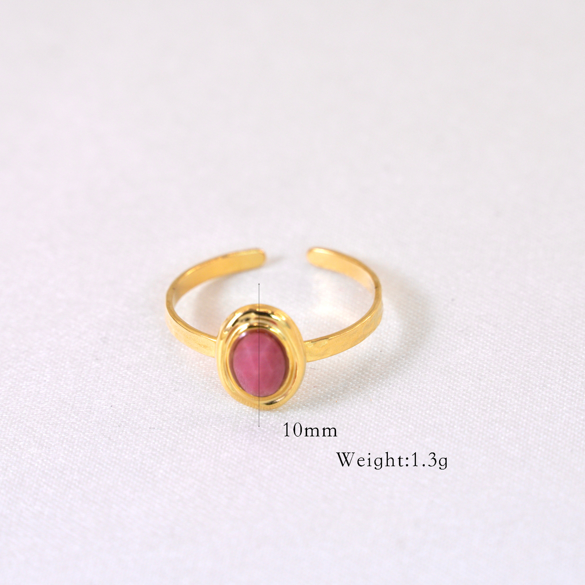 Women's Gender Retro French Style Geometric Titanium Steel Natural Stone Open Rings In Bulk
