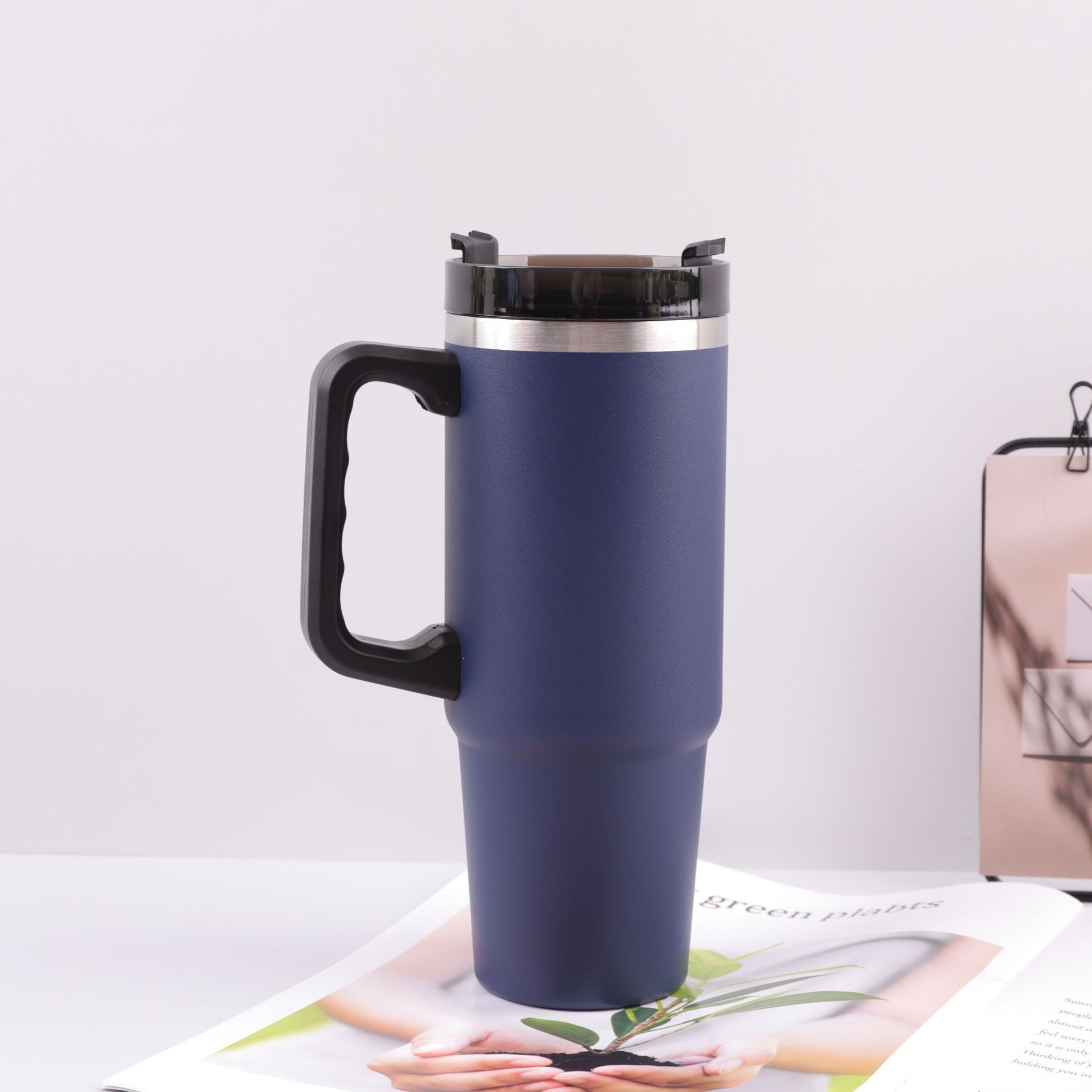 Transfronterizos 30oz mango taza de automóvil de acero inoxidable taza de aislamiento de alta capacidad taza de automóvil portátil al aire libre