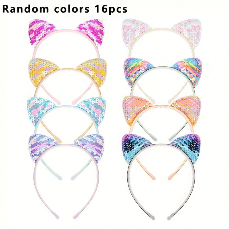 2026 nuevo estilo transfronterizo 8 / 16 / 24 piezas de color aleatorio brillante orejas de gato hijab