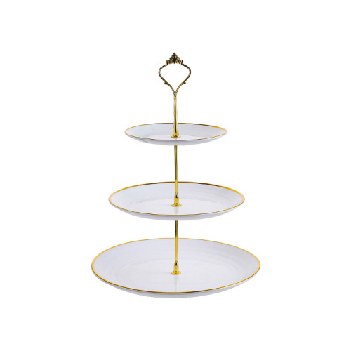 Light luxury three-tier dessert stand, multi-tier fruit plate, plastic gold-rimmed cake stand, afternoon tea snack stand, cake display stand