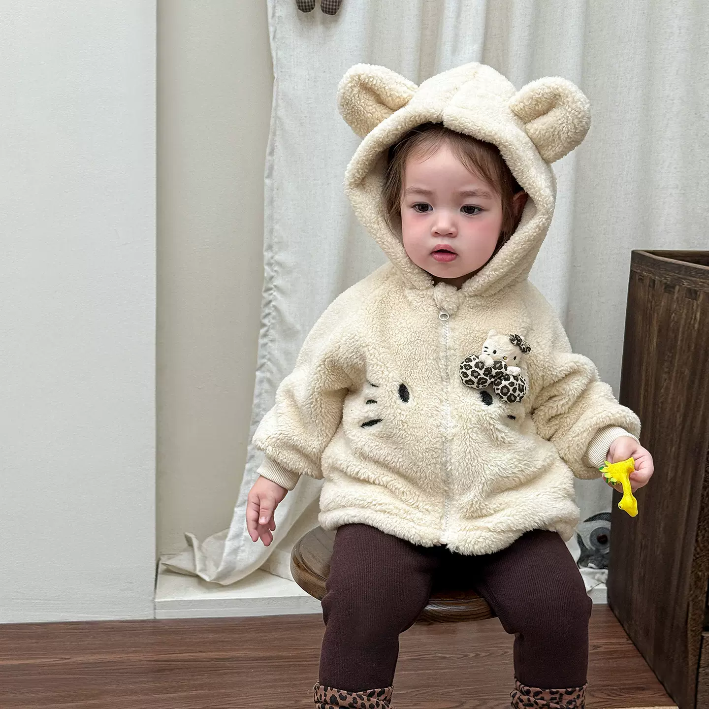 蔗梨童装女童冬装外套2025新款洋气加绒儿童衣服一岁宝宝套装穿搭