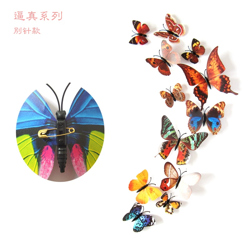 Three dimensional decorations on wall with butterfly, cloth, fridge magnet, set for living room, in 3d format, 12 items