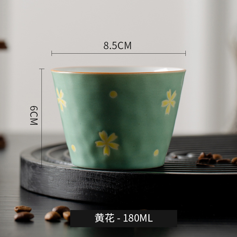Taza de cerámica japonesa pintada a mano Taza de pudín de helado Taza de mano de alto valor y hermosa Taza de té Taza individual Taza del propietario