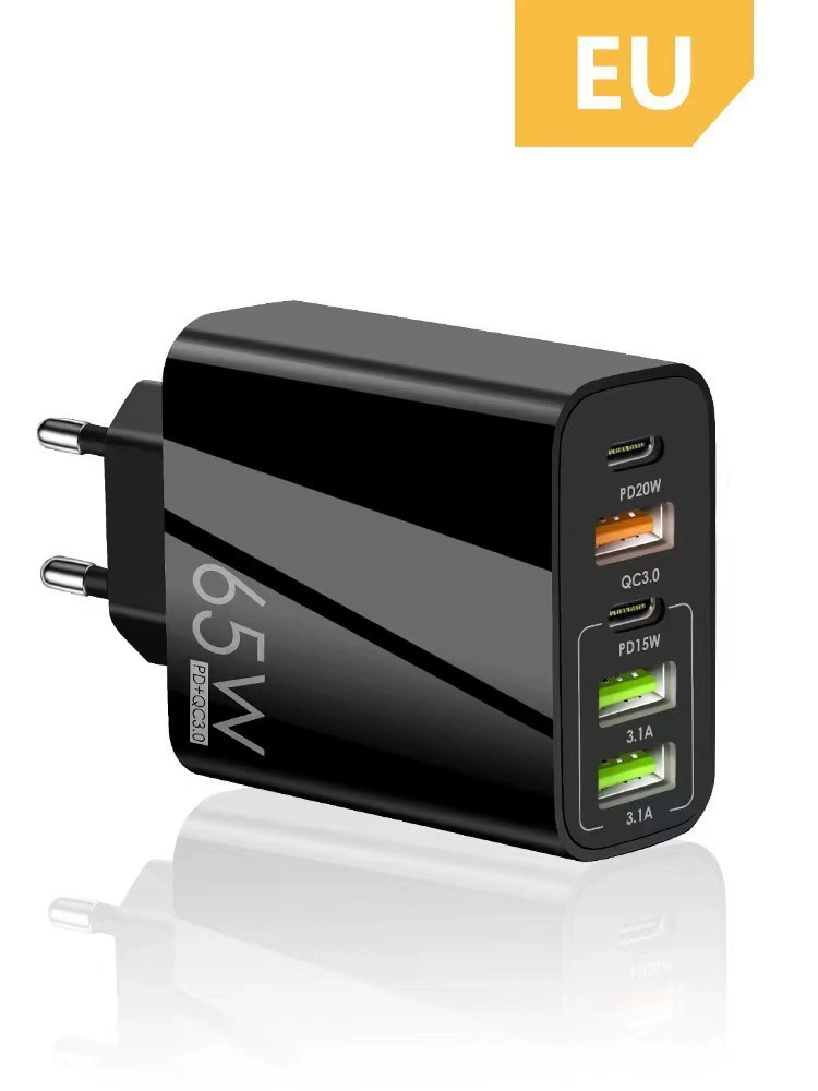 65W многопортовое зарядное устройство по британскому стандарту двойной 2PD20W, европейский стандарт, 3 USB быстрая зарядка, подходит для iphone15/12, fruit 13/1