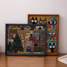 500/1000片拼图相框挂墙16寸定制海报装裱实木画框4k儿框架a4空框