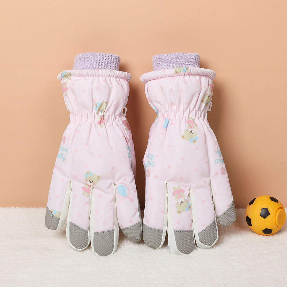 Guantes de esquí para niños de invierno para niños de temporada de ciclismo para niñas al aire libre de terciopelo grueso a prueba de salpicaduras a prueba de viento guantes fríos