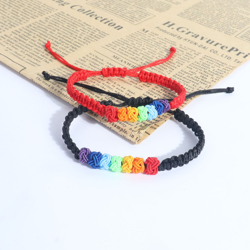 New cross-border foreign trade rainbow knot bracelet for women, fashionable and elegant, trendy, popular with internet celebrities, woven hand accessory