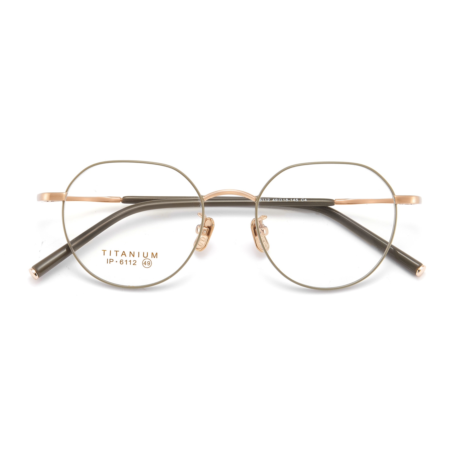 Romántico leche verde oscuro retrógrado marco de titanio marco de gafas de cara suave piernas de acoplamiento ensanchadas radian sin pellizco de cara Danyang lote de gafas