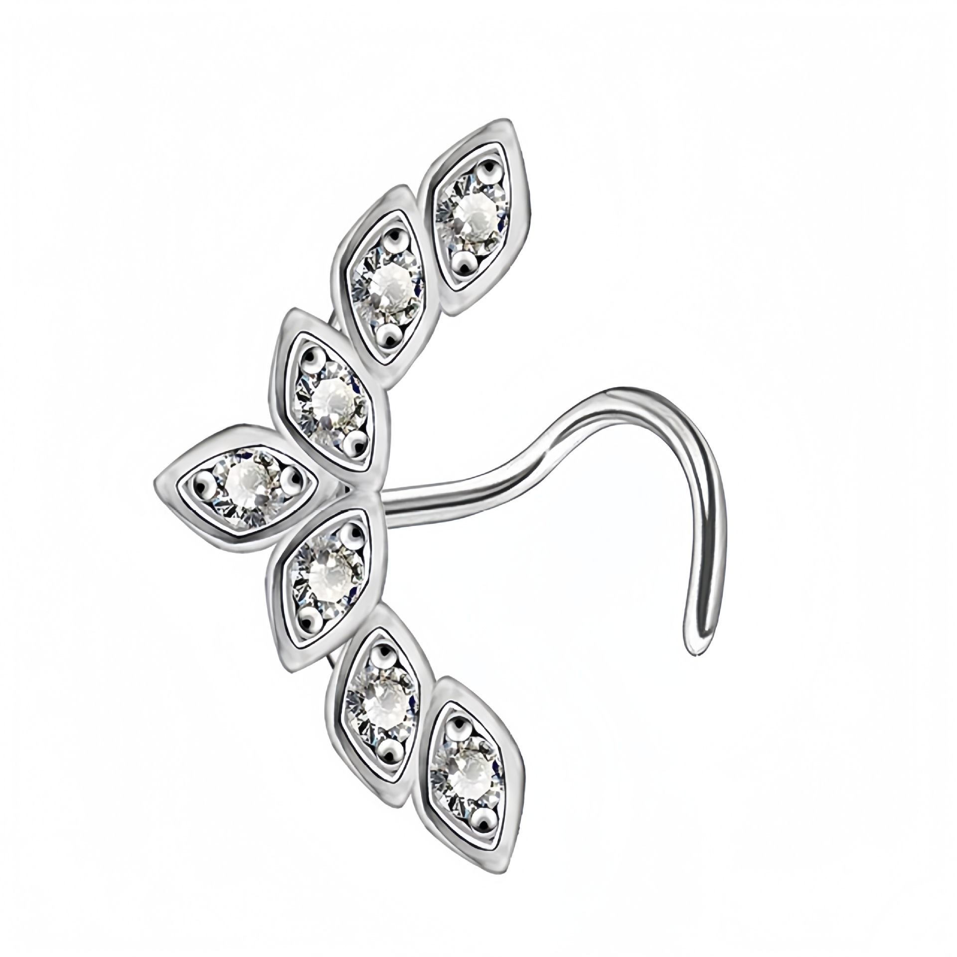 Piercing nez cerise en acier inoxydable avec zircon brillant_voghion.com