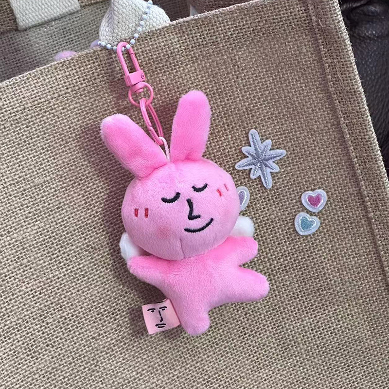 かわいいピンクのウサギのぬいぐるみペンダント面白い漫画人形人形バッグペンダントキーホルダー友人ギフト|undefined