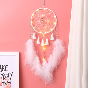 Girls Creative Big Moon Dream Catcher Home Bedroom Wind Chimes Pendant Wholesale Weaving Girls Birthday Gift