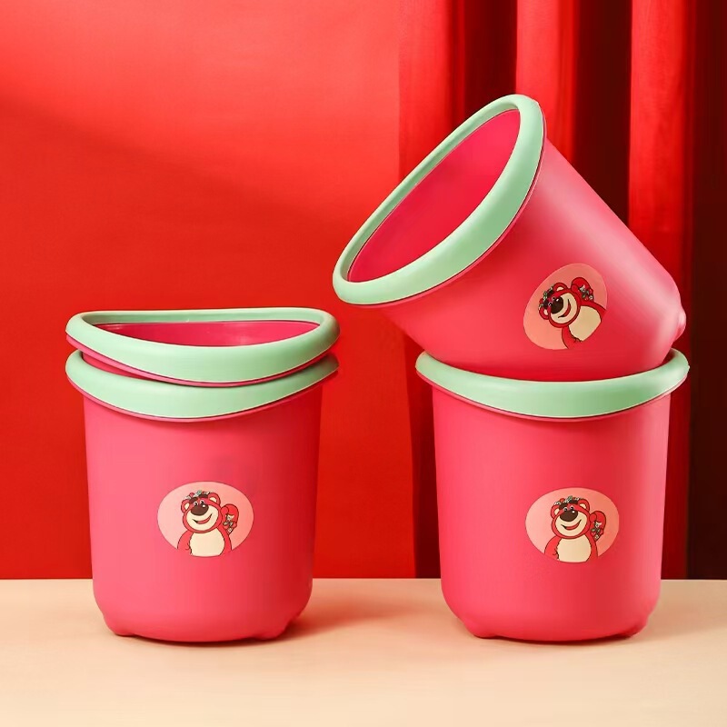 Strawberry Large-Capacity Plastic Household Living Room New Dormitory Thickened Bedroom Cute Kitchen Tiktok Cartoon Trash Can